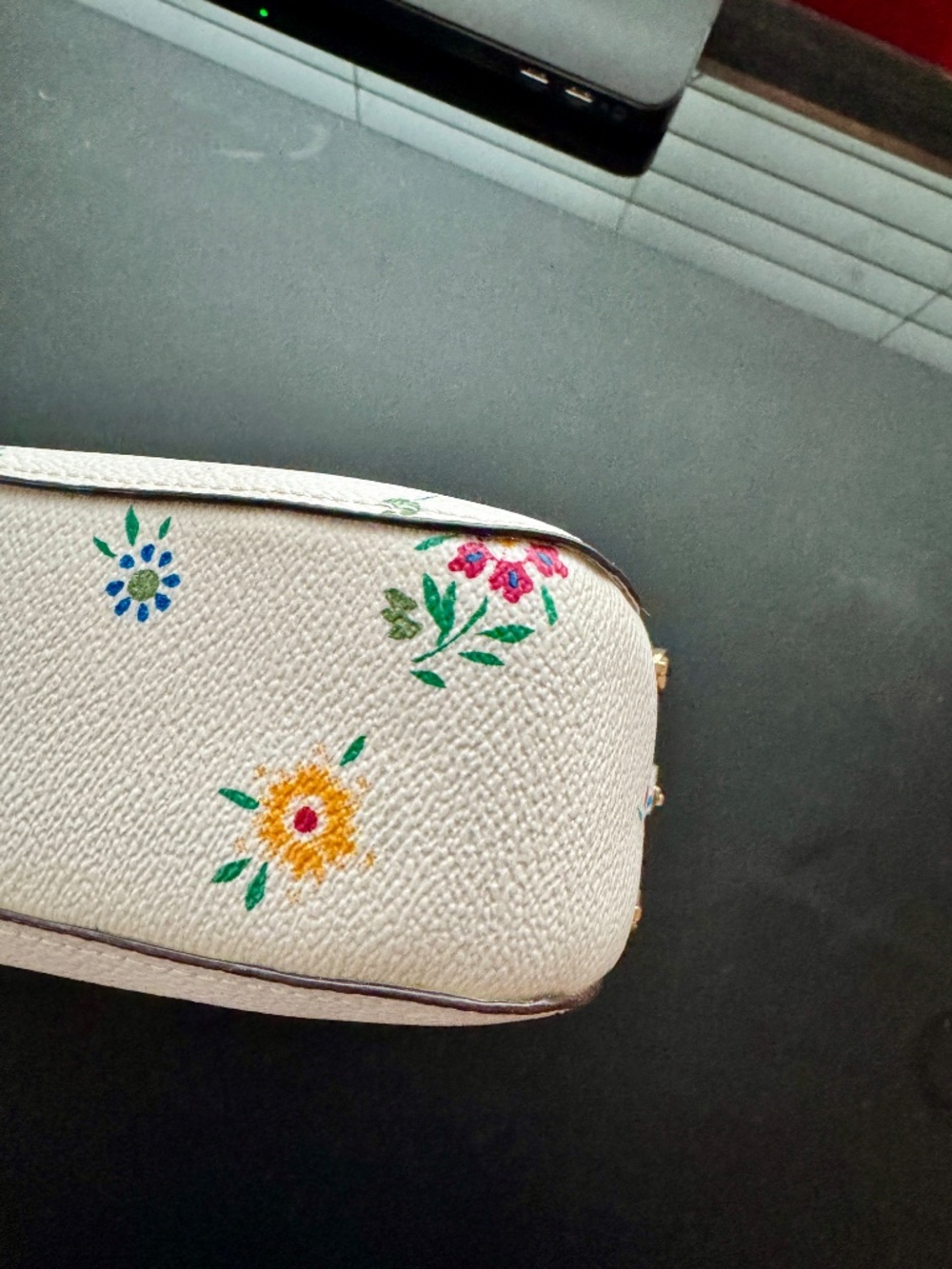 Coach White Leather Floral Top Handle (detachable long strap) Purse - Picture 3 of 7